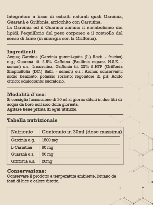 Garcinia, Carnitina, Guaranà e Griffonia